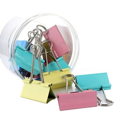 60Pcs 15mm Metal Desk Paper Document Office Stationery Binder Clips Black